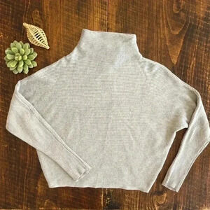 Magaschoni | Ribbed Gray Dolman Sleeve Sweater
